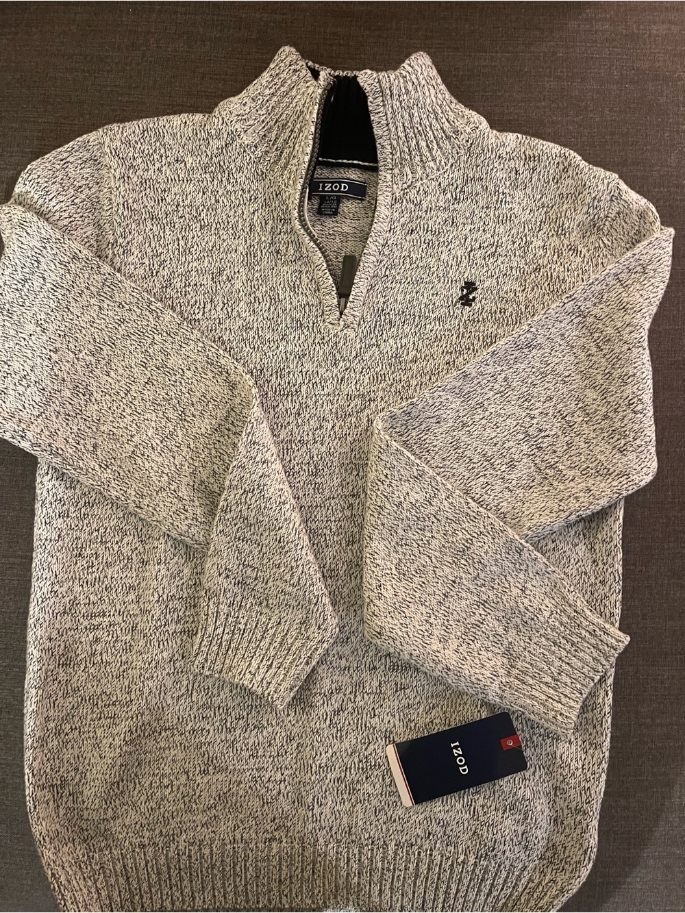 IZOD Boys Heather Gray Half-Zip Sweater